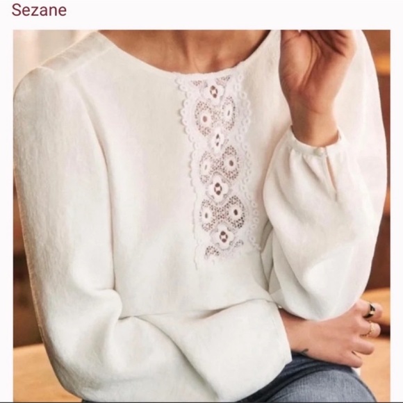 NWT Sezane Ivy Blouse In Ecru - Picture 3 of 14